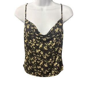 Urban Outfitters UO Floral Cami Top‎ Small Black Yellow Sleeveless Casual Cute